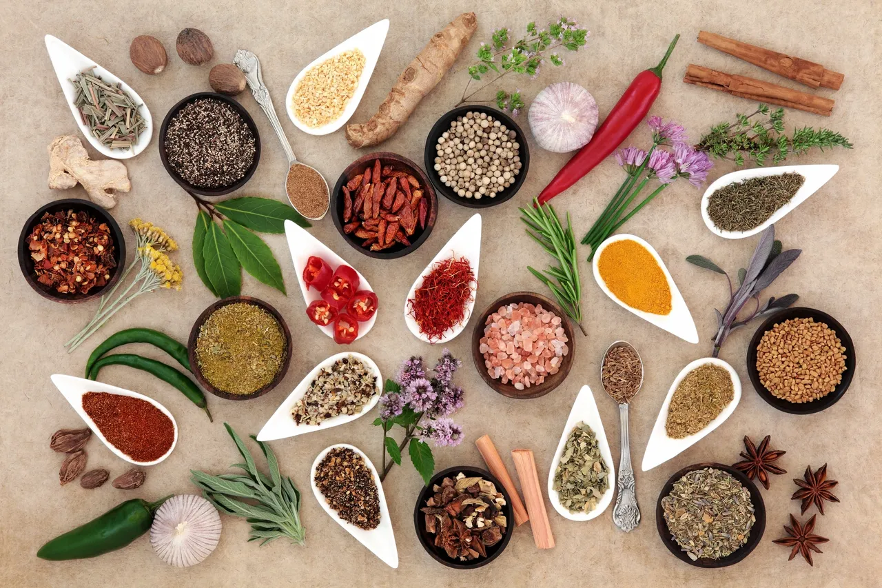 Assorted spices and herbs
