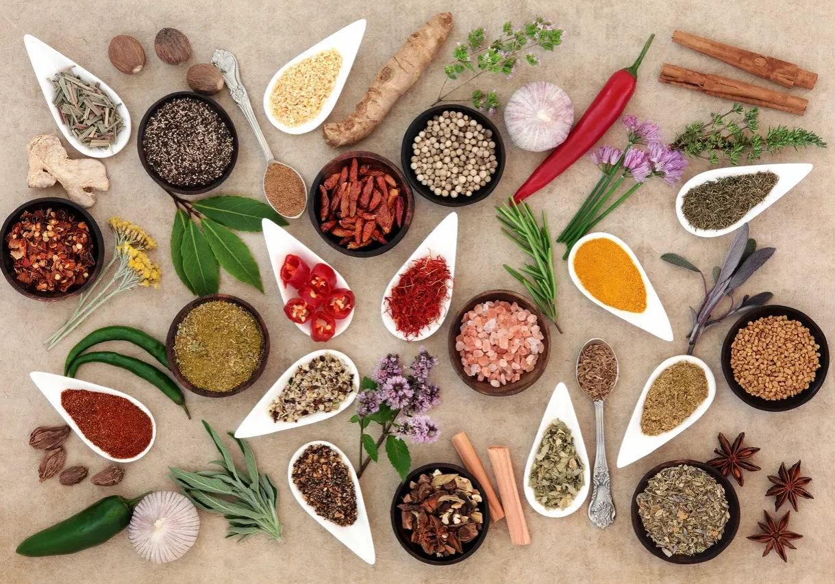 Assorted spices and herbs